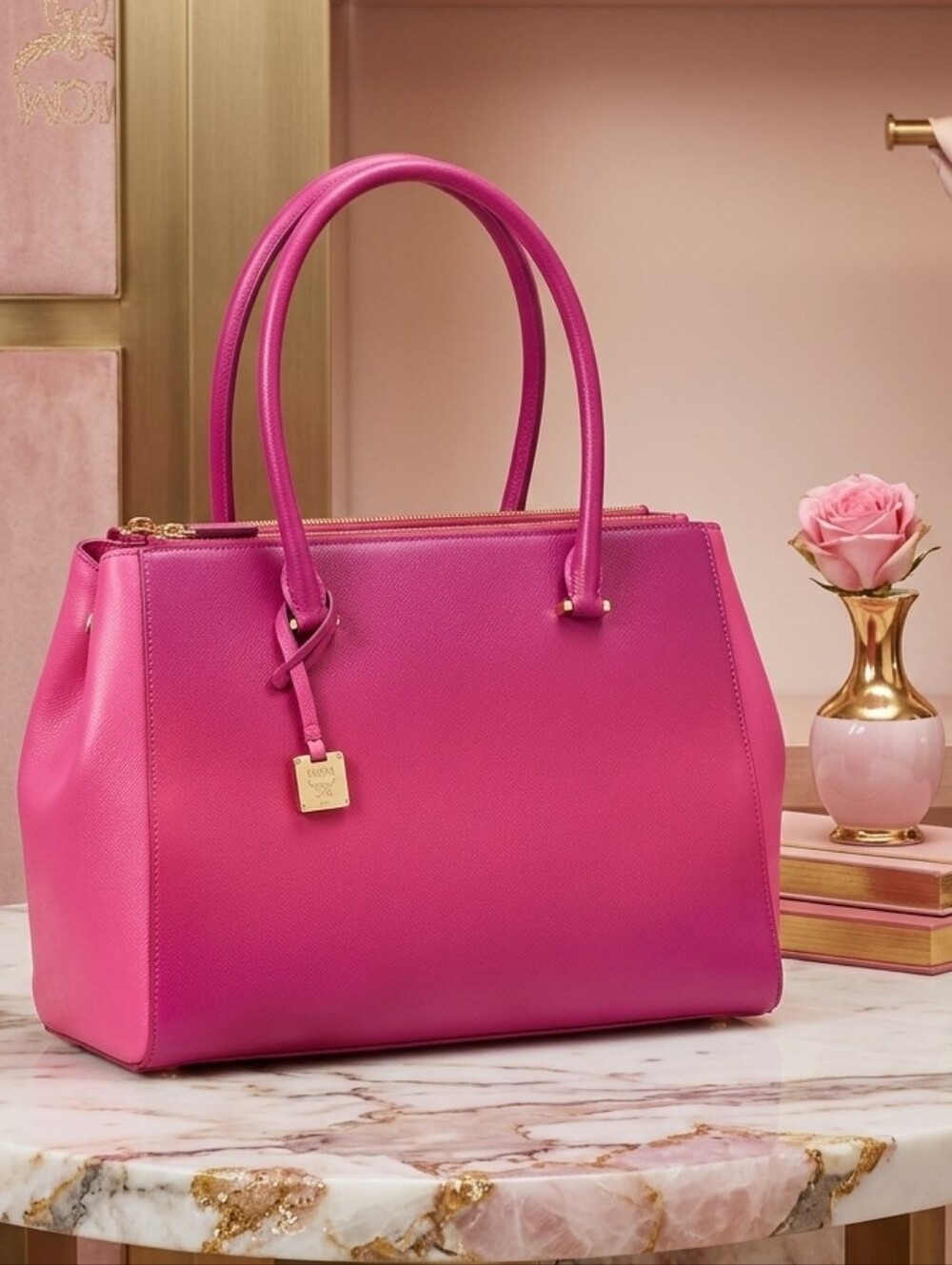 Authentic MCM Bright Pink Satchel - Picture 16 of 16